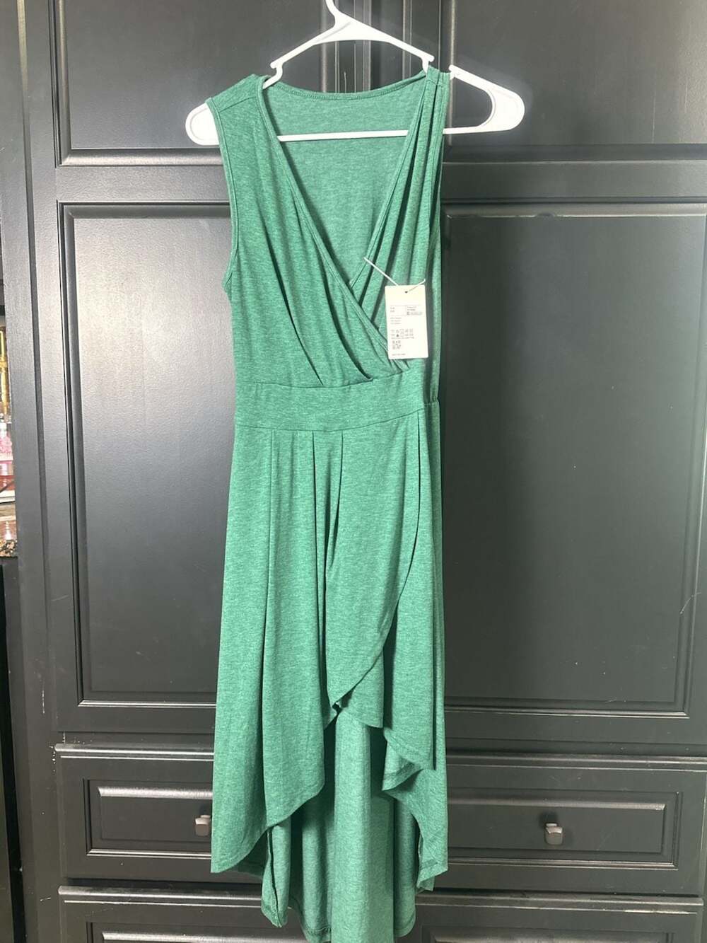 Halara Deep V-Neck Sleeveless High-Low Crossover Hem Midi Dress#827